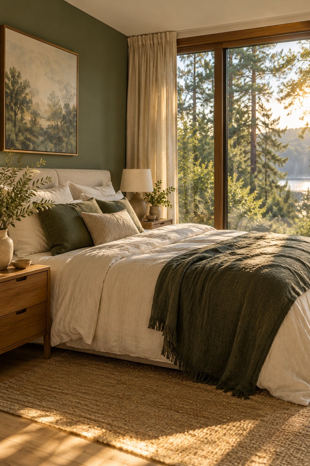 Ruhiges Schlafzimmer mit Naturmaterialien